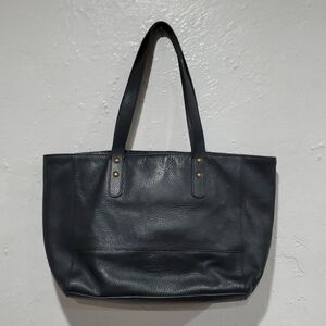 Fossil Black Leather Tote Bag with Gold Hardware